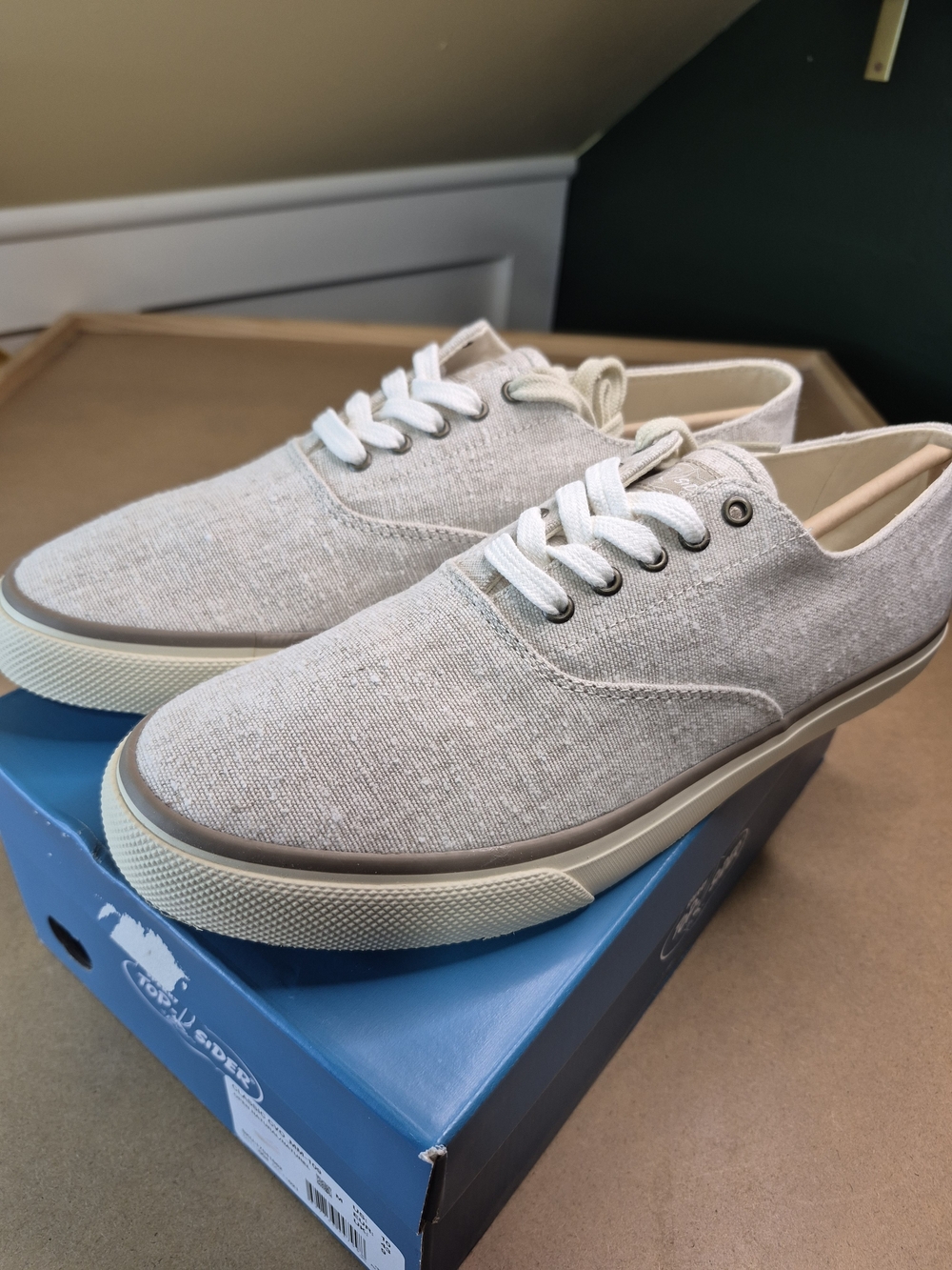 Men's Casual Canvas Lace-Up Sneakers in Light Tan